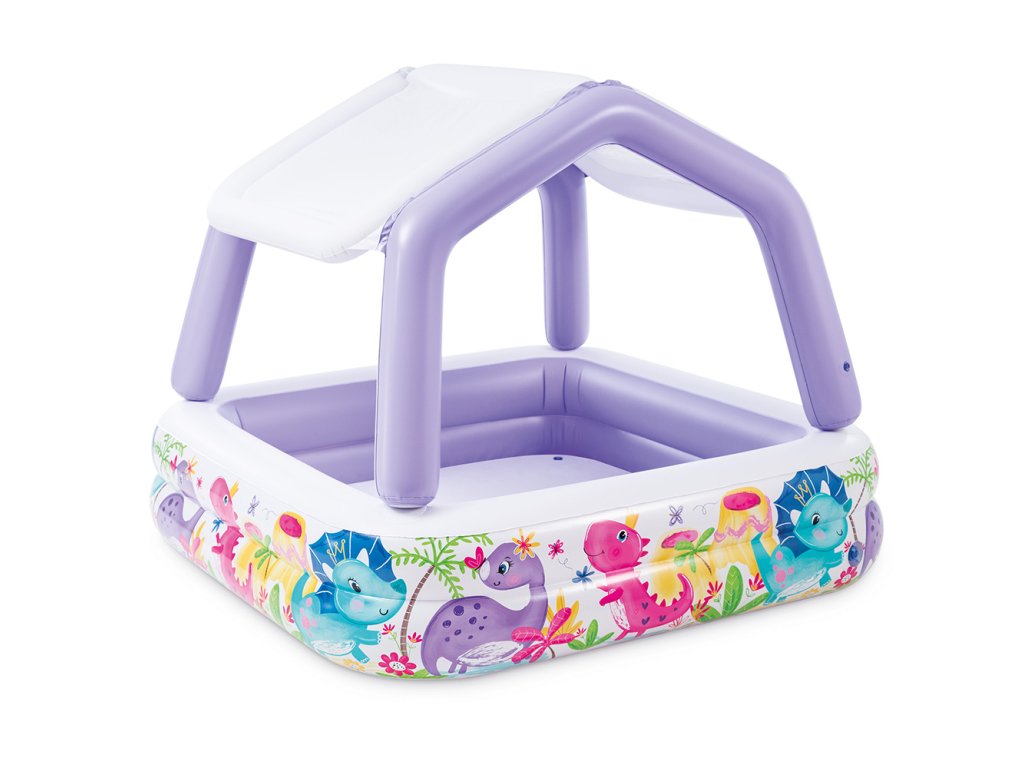 Nafukovací detský bazén so strieškou fialový INTEX 57470-DINO