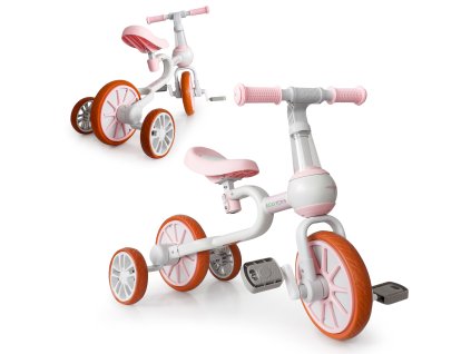Bicykel na bežky 4v1 Pedále Bočné kolesá ružové ECOTOYS