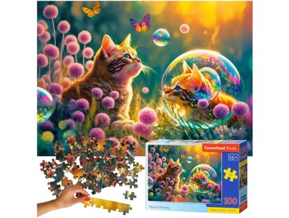 CASTORLAND Puzzle 100 dílků Kouzelné ráno - kočka 6+