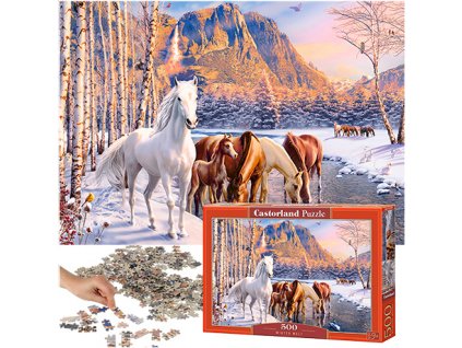 CASTORLAND Puzzle 500el. Winter Melt - Koně zimní krajina