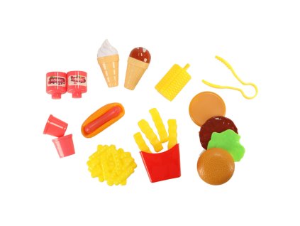 Detská kuchynka v kufríku fast food hamburger set zmrzlina hranolky 55cm