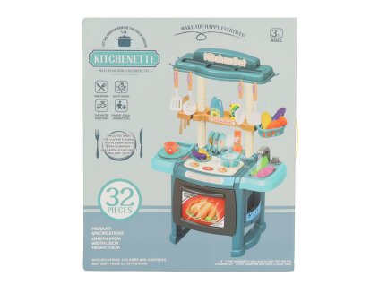Dětská plastová kuchyňka se světlem a kohoutkem modrá