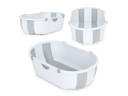 Skladacia detská vaňa ECOTOYS sivá so zmenou farby zátky