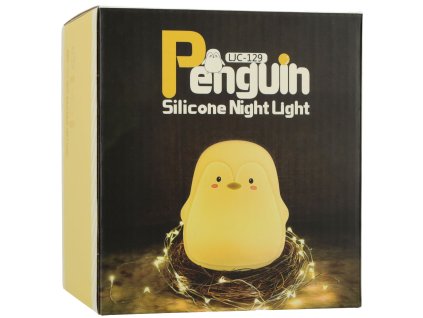 Detské silikónové LED nočné svetlo biely tučniak