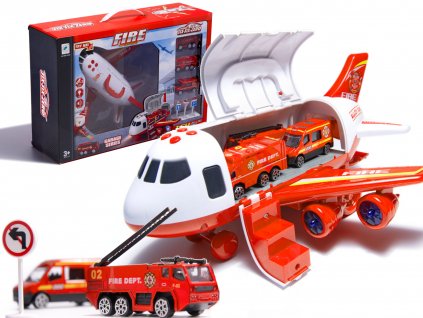 Dopravní letadlo + 3 hasičské vozy