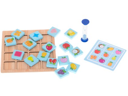Dřevěná desková hra puzzle paměť ovoce a tvary