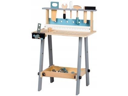 Drevený pracovný stolík s náradím ECOTOYS, 32 dielov