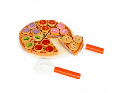 Drevený krájač na pizzu na suchý zips pre deti 27 kusov ECOTOYS