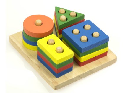 Dřevěné třídicí puzzle 4 věže
