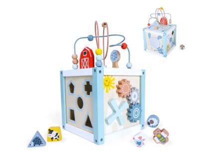 Drevená edukatívna kocka so sorterom a kockami ECOTOYS