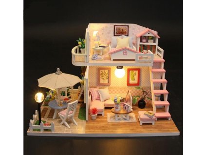 Domek dla lalek pietrowy drewniany meble 69773(1)