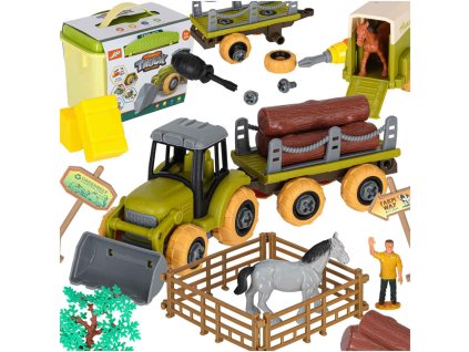 Farma traktor z przyczepa ciagnik do skrecania konie srubokret 177271