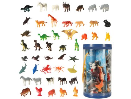 Figurki zwierzeta morskie dzikie zagrodowe dinozaury zestaw mix 48sztuk 144017