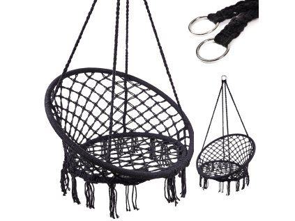 Hustawka fotel bocianie gniazdo z oparciem czarna 80cm 88645(1)