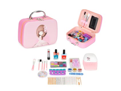 Kozmetická súprava pre deti kozmetický kufrík so zrkadlom a UV LED lampou