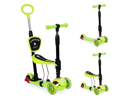 LED 3-kolesová balančná kolobežka 3v1 svietiace kolieska - zelená ECOTOYS
