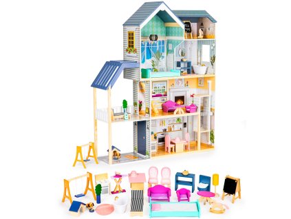 Veľký drevený domček pre bábiky 138 cm Maya residence 28 prvkov ECOTOYS