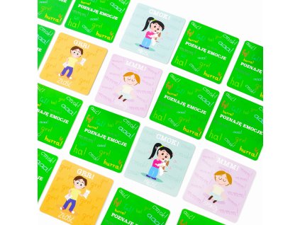 MUDUKO Logická paměťová hra I recognise emotions: a memory ecogame. Obrázkové karty pro děti 2+
