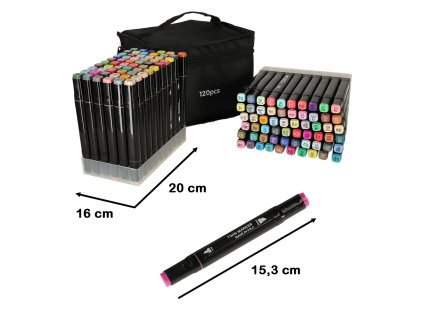Markery dwustronne alkoholowe w etui 120 podstawka 134130