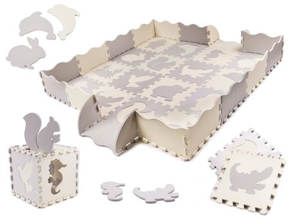 Penová podložka/puzzle 36el. sivá-ecru