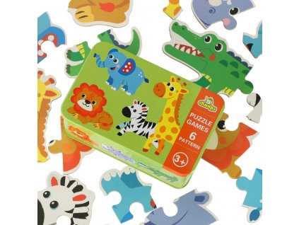 Puzzle v plechovce safari zvířata 25 puzzle