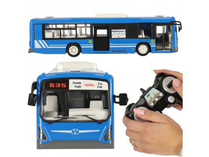 RC autobus na diaľkové ovládanie s dverami modrý