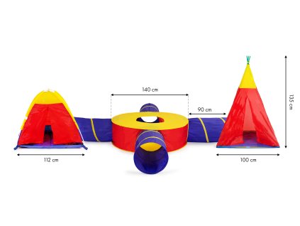 Stanový set pre deti 7v1 domčekov + 4 tunely