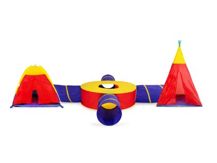 Detský stan set 7v1 IPLAY – domčeky, tipi a 4 tunely