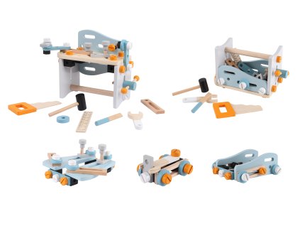 Mini dielňa drevený stôl na náradie stavebnica 52 kusov ECOTOYS