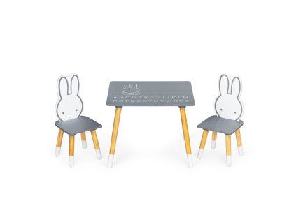 Detský set stolík a 2 stoličky ECOTOYS – zajkovia, abeceda
