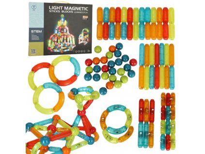 Svietiace magnetické bloky pre malé deti 102 kusov