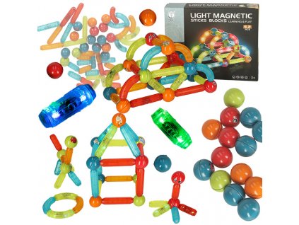 Svietiace magnetické bloky pre malé deti 52 prvkov