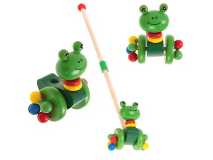 Pchacz na kiju zabka spacerowa drewniana 93492(2)