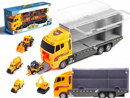 Transporter truck TIR launcher + kovové vozy stavební stroje
