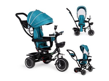 Trojkolka s otočnou strieškou modro-zelená ECOTOYS
