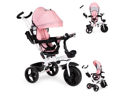 Trojkolka otočné sedadlo so strieškou Ružová ECOTOYS