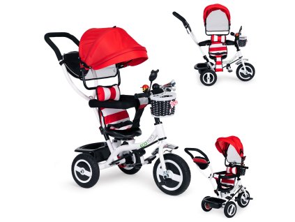 Trojkolka s otočnou strieškou odolné gumové kolesá červená ECOTOYS