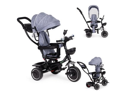 Trojkolka s otočnou strieškou sedadla sivá ECOTOYS