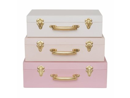 Úložné boxy kufríky ružové