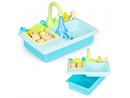 Umývadlo s kohútikom naplneným vodou 12 doplnkov detská hračka