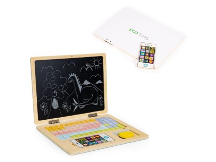 Vzdelávacia magnetická tabuľa notebook písmená čísla ECOTOYS