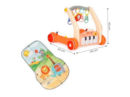 Vzdelávacie 2v1 chodítko + interaktívna podložka pod klavír pre deti 0+