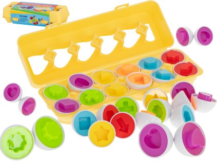 Puzzle klocki jajka 12 szt wytlaczanka Montessori ksztalty i kolory 90780(1)