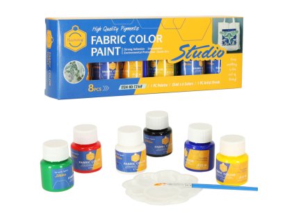 Farby na textil na oblečenie farby na obuv sada 6 farieb x 25 ml + paleta na maľovanie štetcom