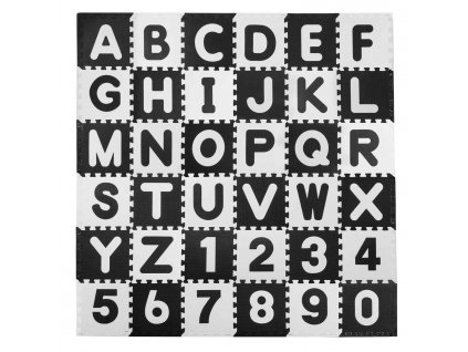 Penová podložka puzzle písmená čierna. 30x30 cm 36 ks.