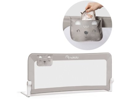 Bezpečnostné zábradlie na posteľ 150 x 66 x 35 cm Nukido sivé