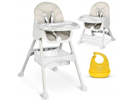 Detská jedálenská stolička so stolíkom Milo sivá