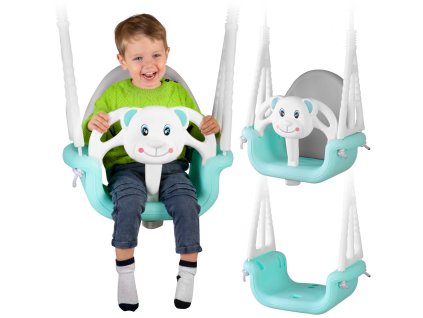 Hojdačka s vedierkom Medveď 3v1 Ricokids tyrkysová