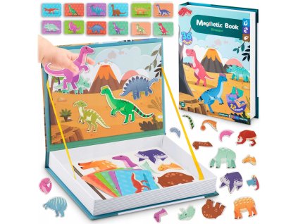 Magnetická kniha Puzzle Dinosaurs RK-770