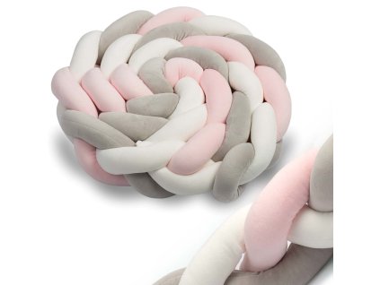 Ricokids nárazník do detskej postieľky 2m - ružový a sivý